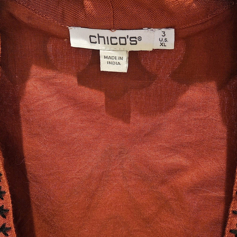 Chico's Linen Blend Appliqued Jacket - Picture 3 of 6